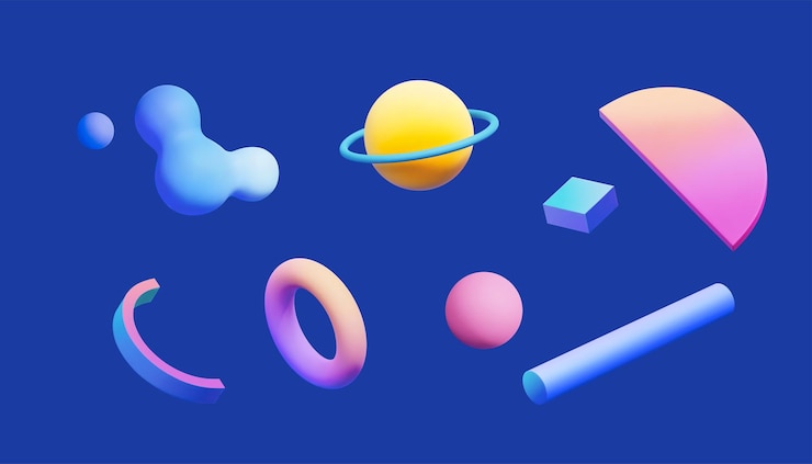 Vector 3d gradient geometric shapes