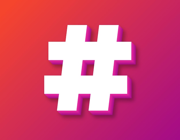 3D-gradiënt Hashtag vectorillustratie