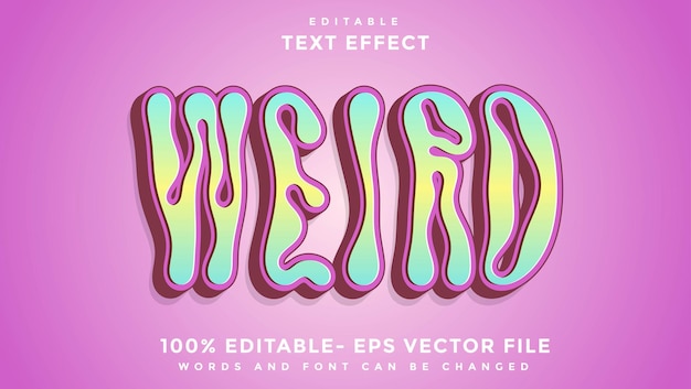 Vector 3d gradient word weird bewerkbare tekst-effect ontwerp-effect opgeslagen in grafische stijl