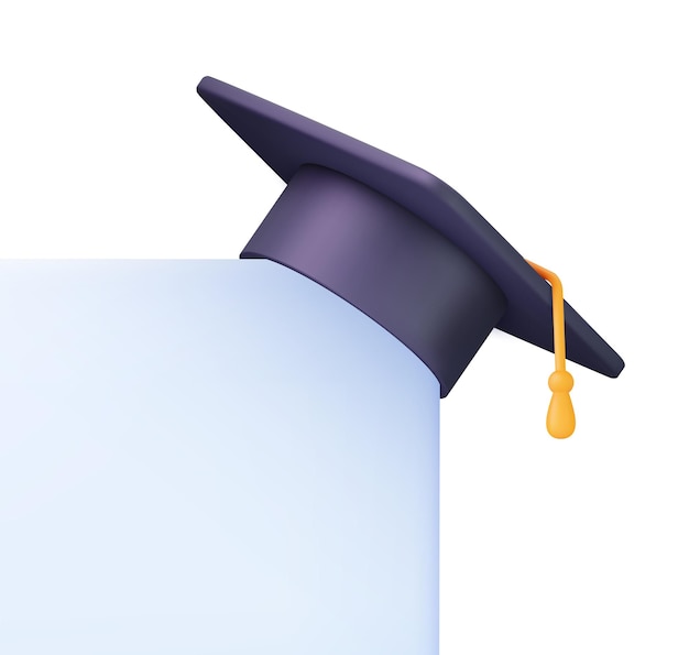 Vector 3d graduation cap icon