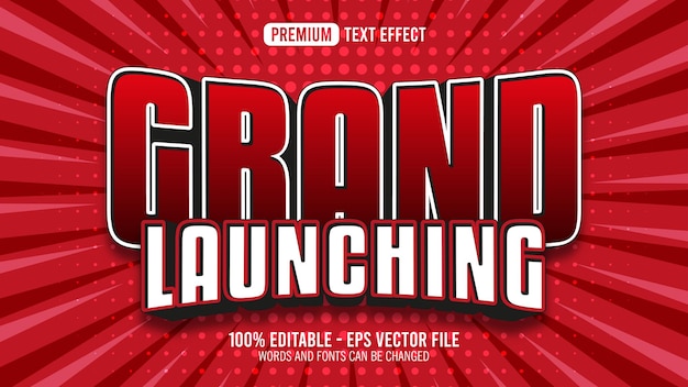 3d grand launching editable text effect template