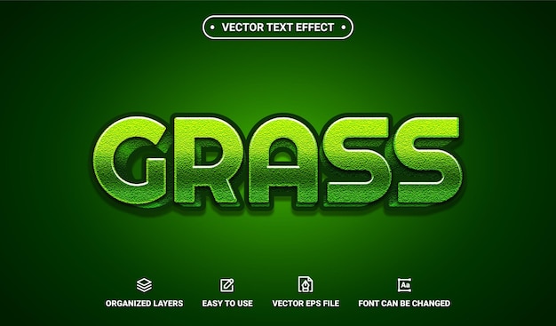 Редактируемый векторный текстовый эффект 3d grass