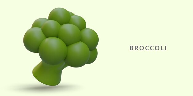 Vettore broccoli verde 3d verdure utili tipo di cavolo ingrediente per piatti vegetariani