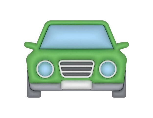 3d green colour car front view