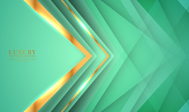 3d green luxury abstract background overlap layers on bright with golden arrow decoration