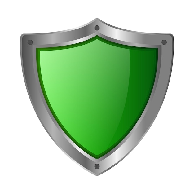 3d green metal shield icon
