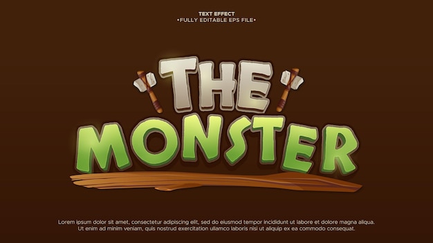 3d Green Monster Vector Text Effect