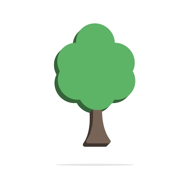 Concetto di albero verde 3d in stile cartone animato minimo