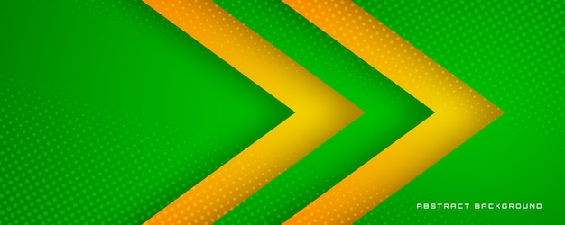 3d green yellow geometric abstract background overlap layer on bright with colorful arrow effect