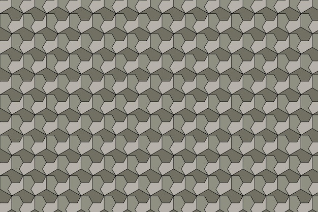 3 d グレー ジオメトリック キューブ シームレス パターン。等尺性多角形ブロックのベクトルの背景。
