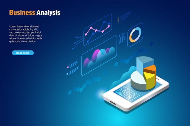 3D-groeigrafiekanalyserapport op smartphone Gegevensanalyse en digitale statistische onderzoekstechnologie online verbinding ontwikkelen slimme oplossing voor zakelijke financiën en investeringen