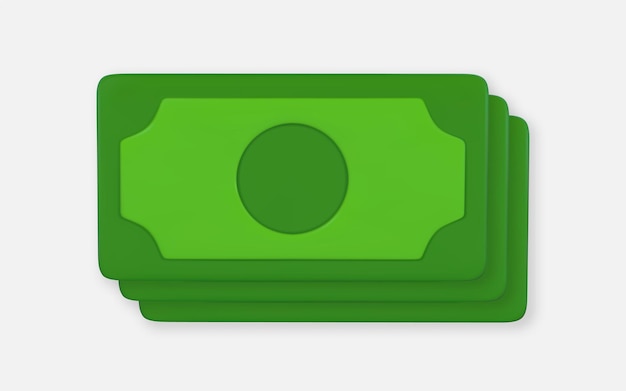 3D groene dollar in cartoon-stijl Zakelijk en financieel object voor bannerontwerp vectorillustratie