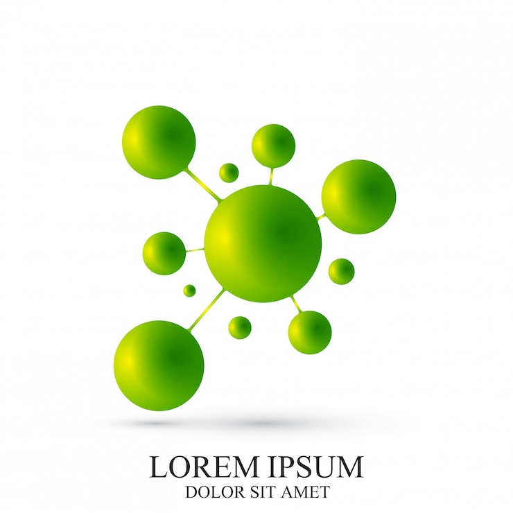 Vector 3d-groene logo pictogram dna-molecuul. sjabloon logo voor geneeskunde, wetenschap, technologie, chemie, biotechnologie.