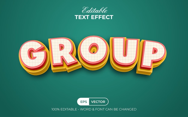 3D group text effect kids style Editable text effect