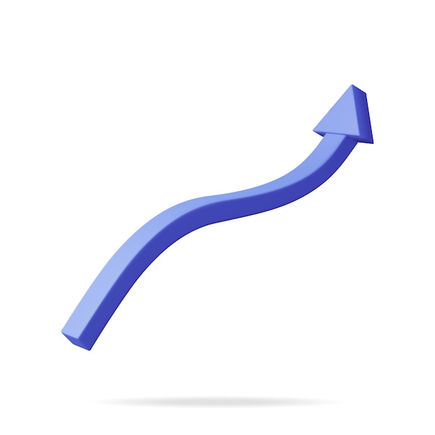 3D Growing Blue Arrow Isolated