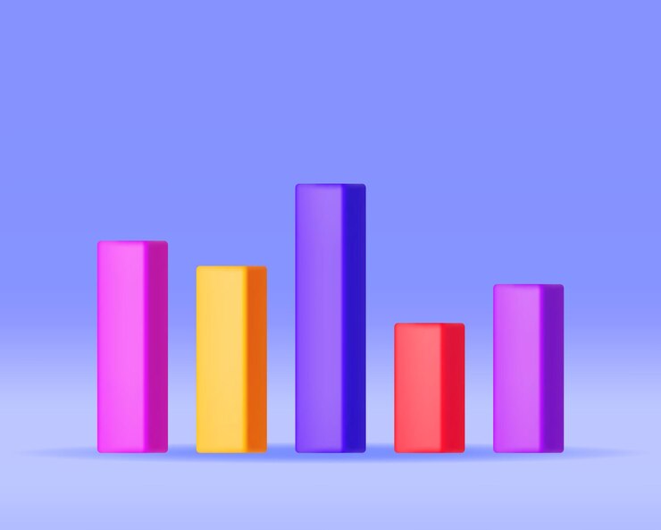 वेक्टर 3d growth stock diagram isolated