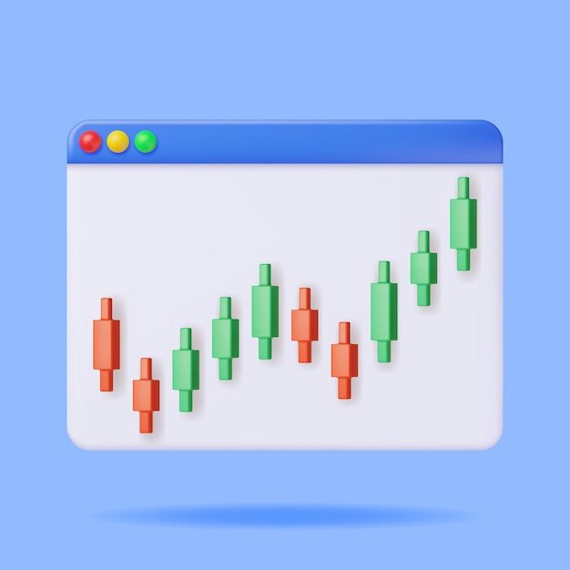 Vector 3d growth stock diagram isolated