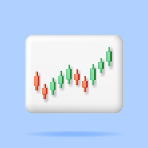 Vector 3d growth stock diagram isolated