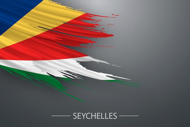 Vector 3d grunge brush stroke flag of seychelles