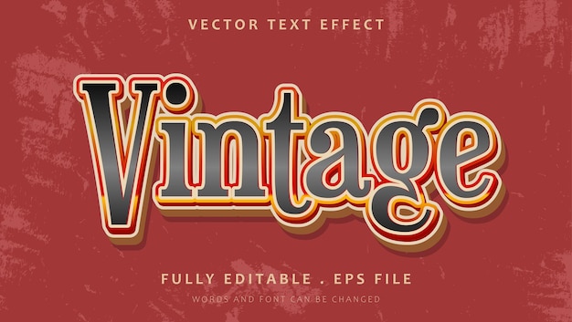 Vettore design dell'effetto di testo modificabile vintage grunge 3d