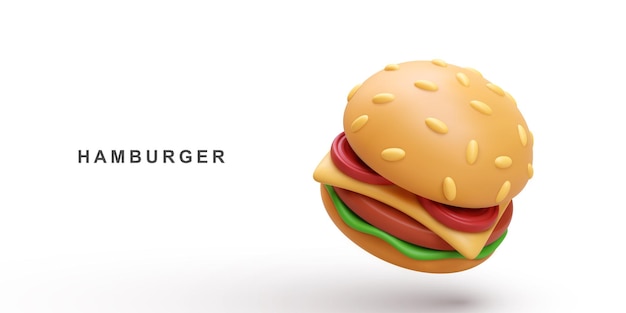 3d Hamburger on white background