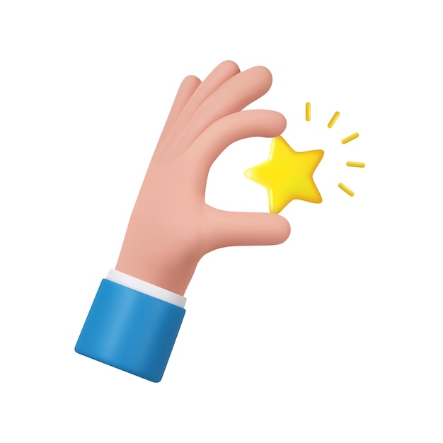 Vector 3d hand hold star icon