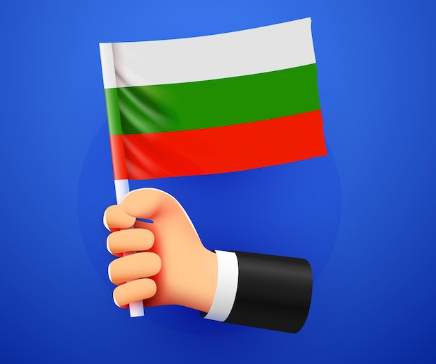 3d hand holding Bulgaria National flag