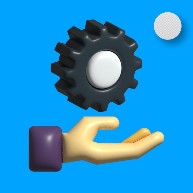 3d hand holding gear