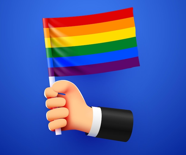 3d hand holding LGBT flag