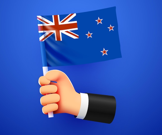 3d hand holding New Zealand National flag