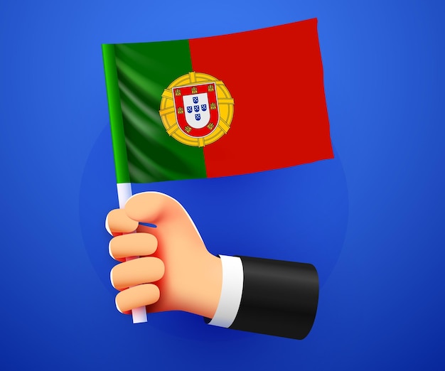 3d hand holding portugal national flag