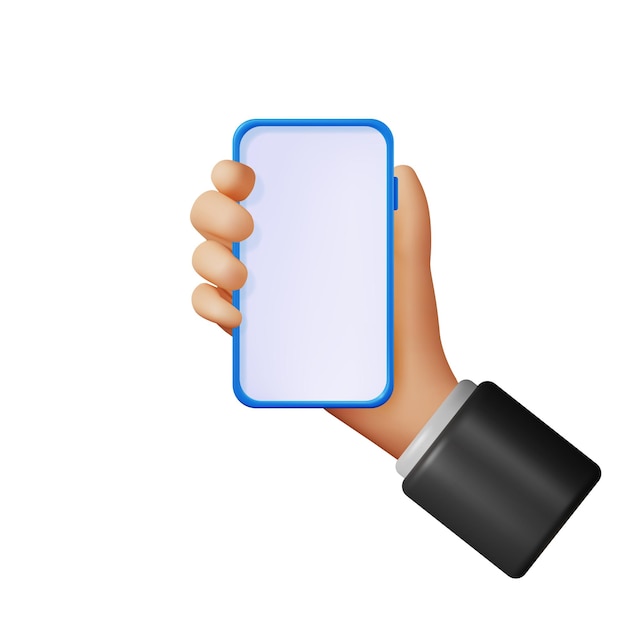 Vector 3d hand holding smartphone with empty screen