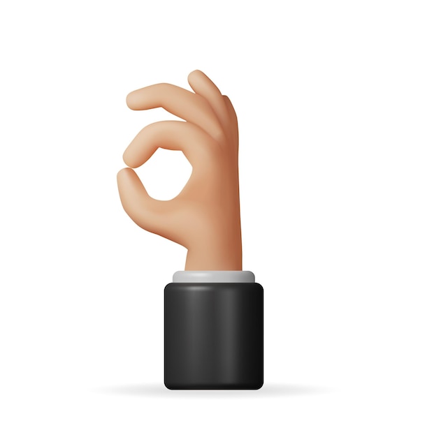 Vector 3d hand making ok gesture isolated