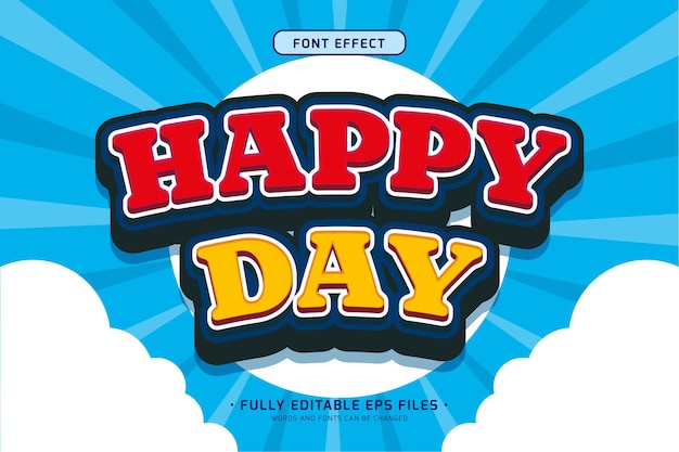 3d happy day bewerkbare vector tekst effect