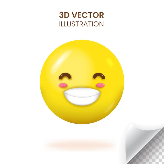 3D happy face emoji vector illustration