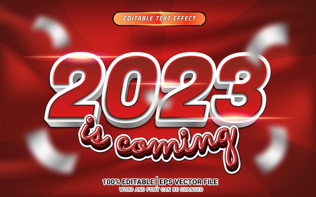 3d happy new year red editable text effect template design