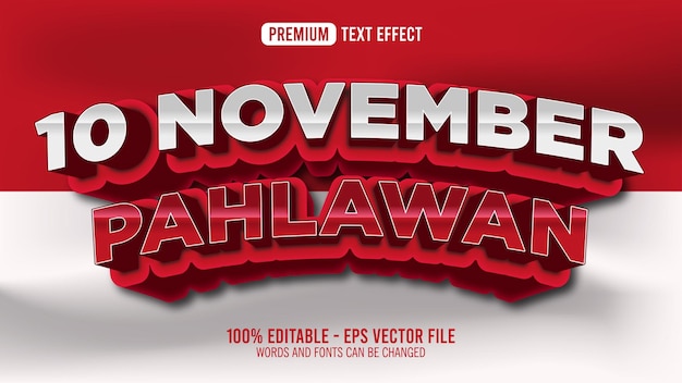 3d hari pahlawan nasional editable text effect template