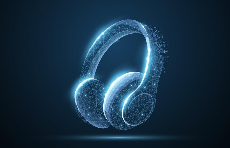 Vector 3d headphone vector illustration wireless earphones audio gadget dj headset