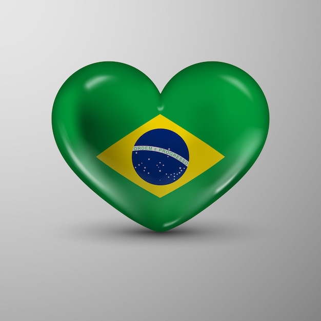 3d heart background with flag of Brazil