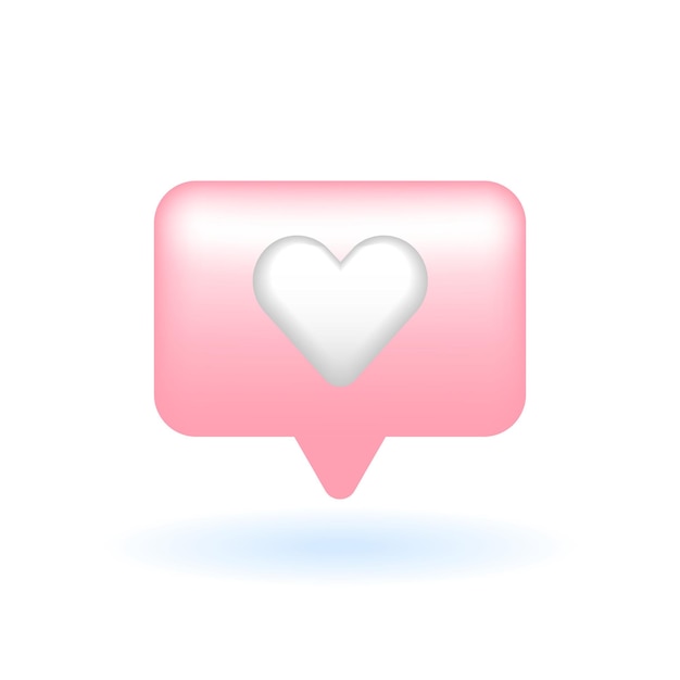3D 심장 사랑 만적 인 연설 버블 아이콘 마케팅 온라인 쇼핑