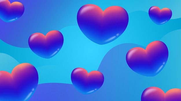 3d hearts background