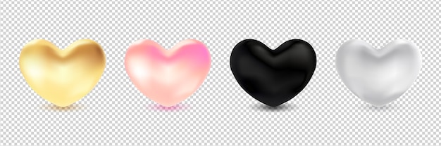 Vector 3d hearts isolated