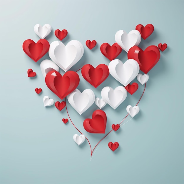 3d hearts Valentines day background