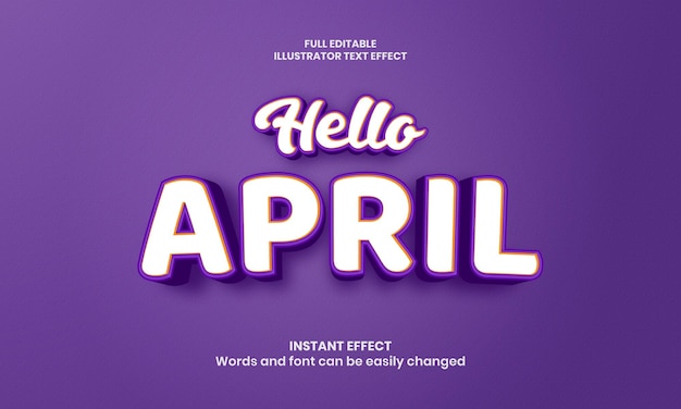 3d hello april text effect