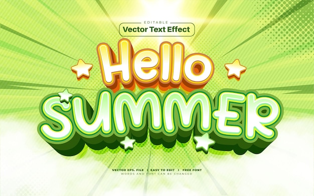 Effetto testo vettoriale 3d hello summer