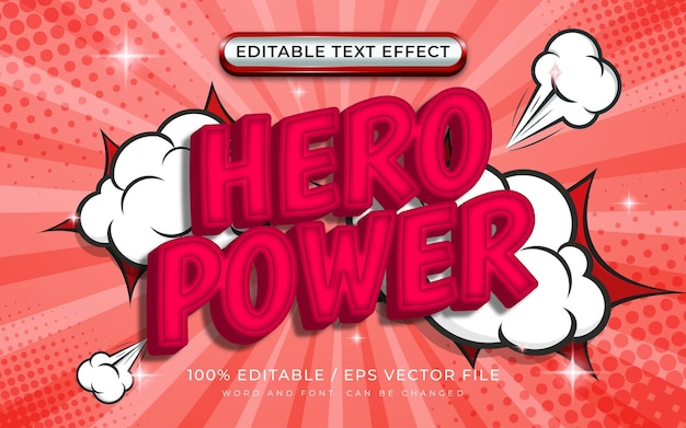 Vettore effetto di testo modificabile 3d hero power