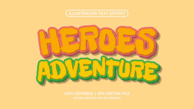 3D heroes adventure text effect editable premium