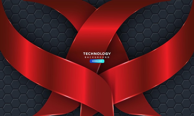 3D hexagon red ornate layers background