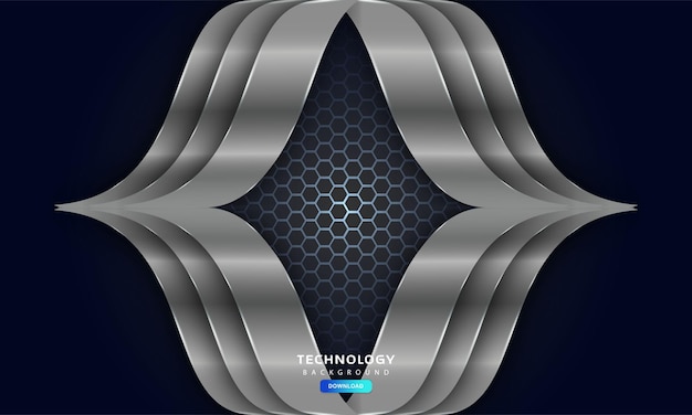 Vector 3d hexagon silver ornate layers background