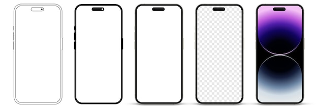 3d di alta qualità ultimo nuovo smartphone 14 pro mockup e sfondo isolato per mostra l'app mobile